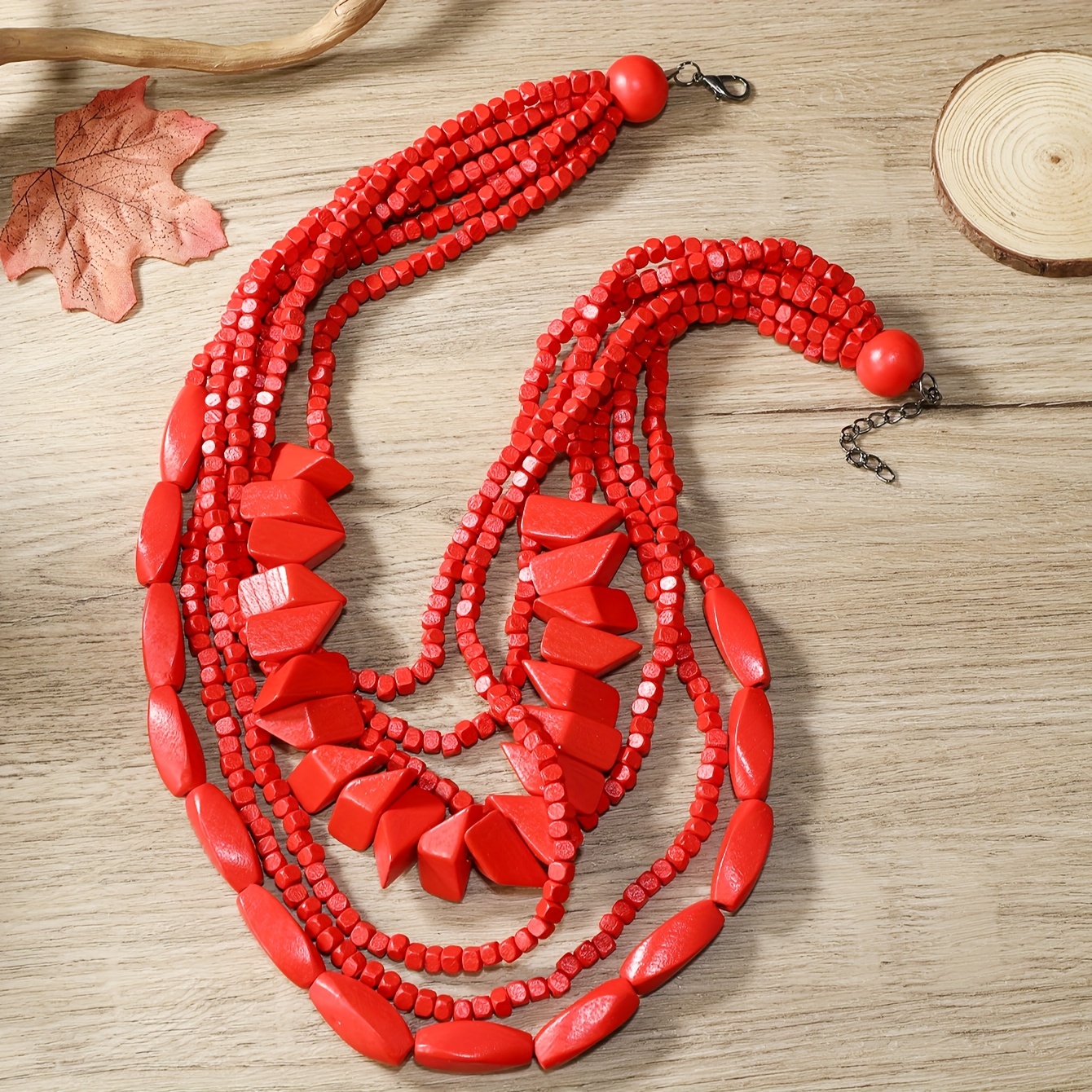 Ethnic Beads Sweater Chain Necklace